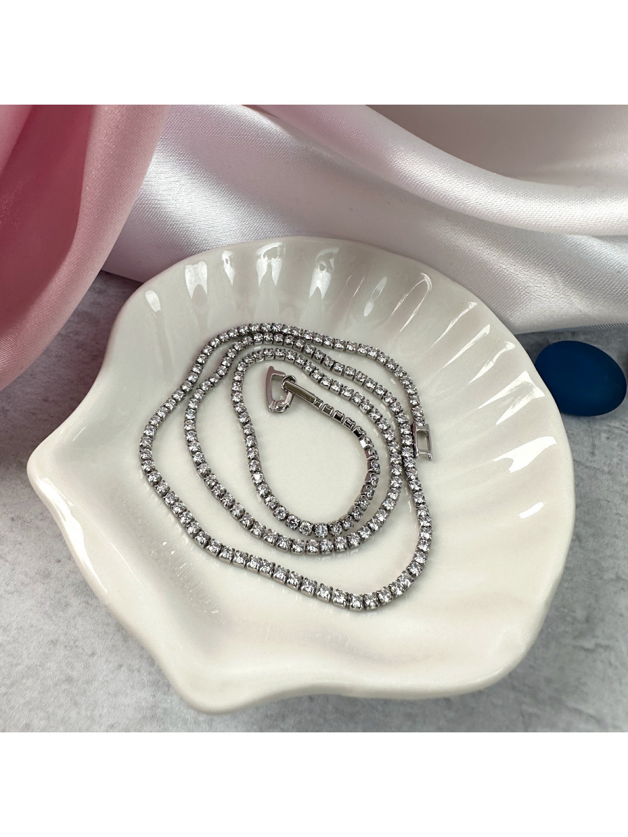 Колье-чокер с дорожкой цирконов в серебре, Xuping Jewelry