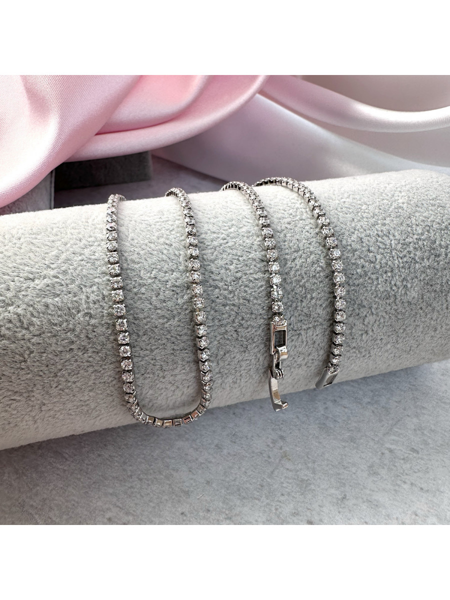 Колье-чокер с дорожкой цирконов в серебре, Xuping Jewelry