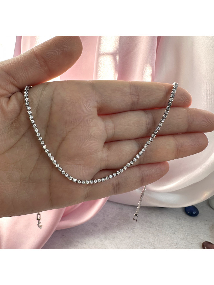 Колье-чокер с дорожкой цирконов в серебре, Xuping Jewelry