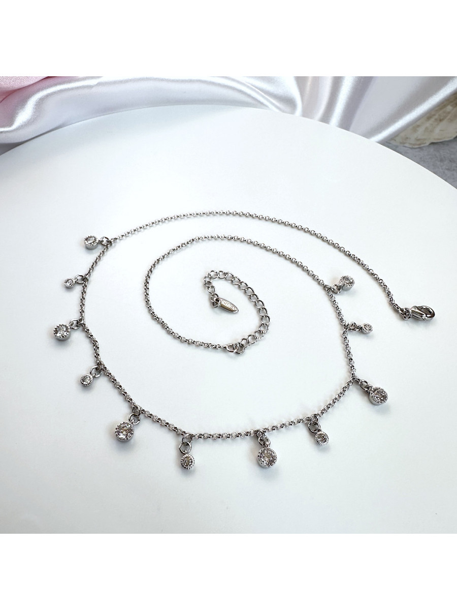 Колье-чокер с круглыми подвесками-каплями в серебре, Xuping Jewelry