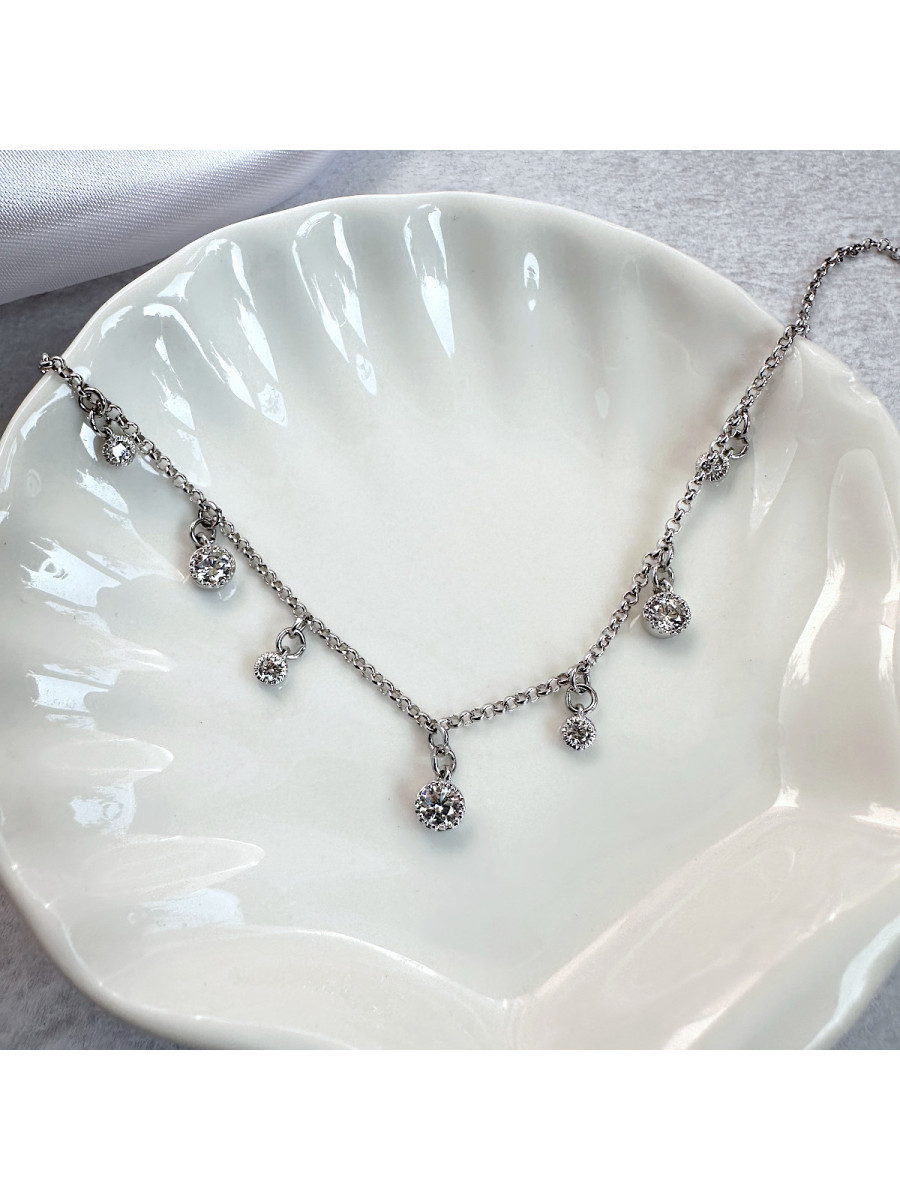 Колье-чокер с круглыми подвесками-каплями в серебре, Xuping Jewelry