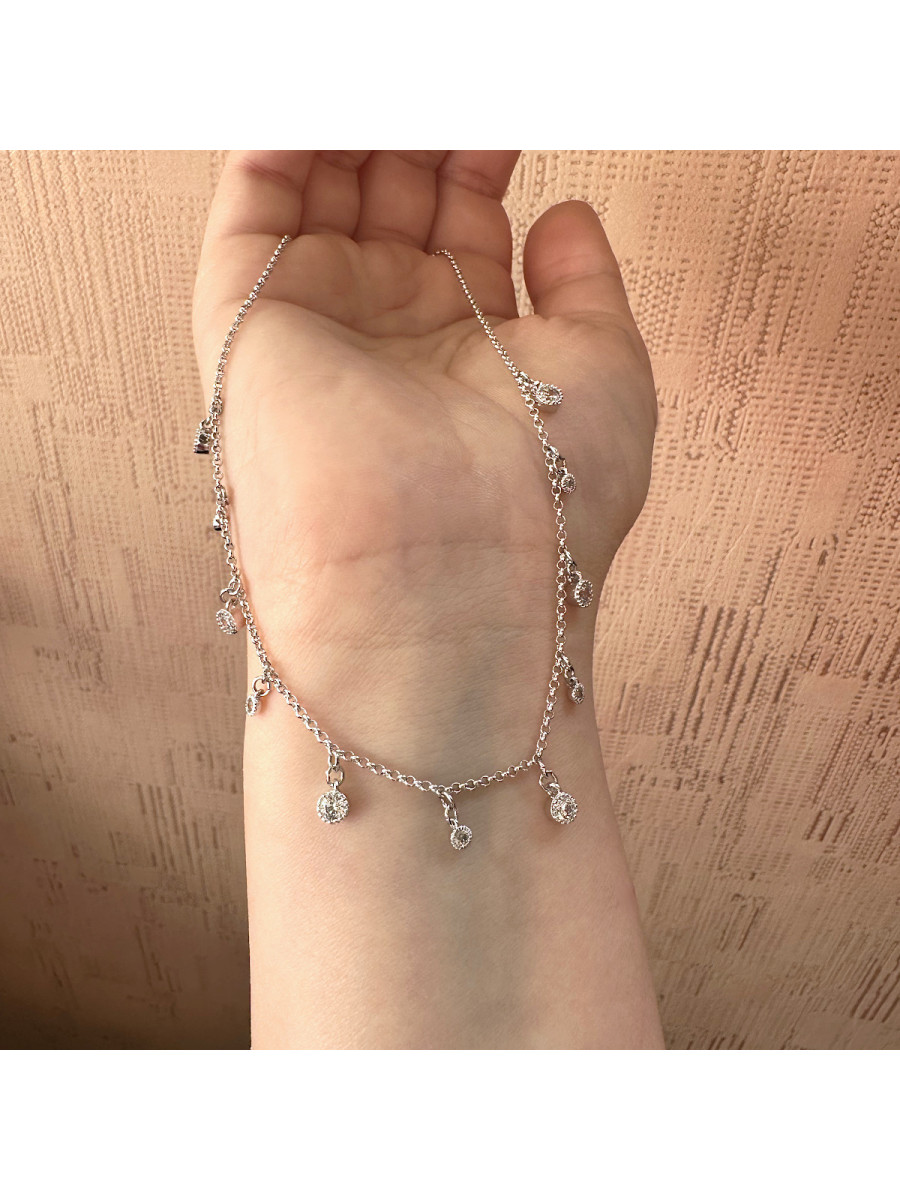 Колье-чокер с круглыми подвесками-каплями в серебре, Xuping Jewelry