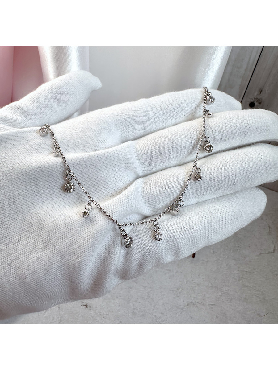 Колье-чокер с круглыми подвесками-каплями в серебре, Xuping Jewelry