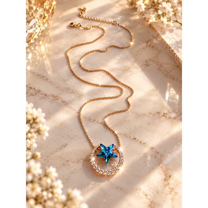 Колье "Звезда желаний" с синим кристаллом Сваровски, Xuping Jewelry