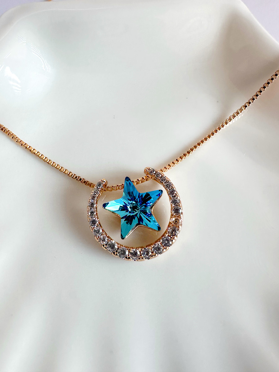 Колье "Звезда желаний" с синим кристаллом Сваровски, Xuping Jewelry Колье "Звезда желаний" с синим кристаллом Сваровски, Xuping Jewelry