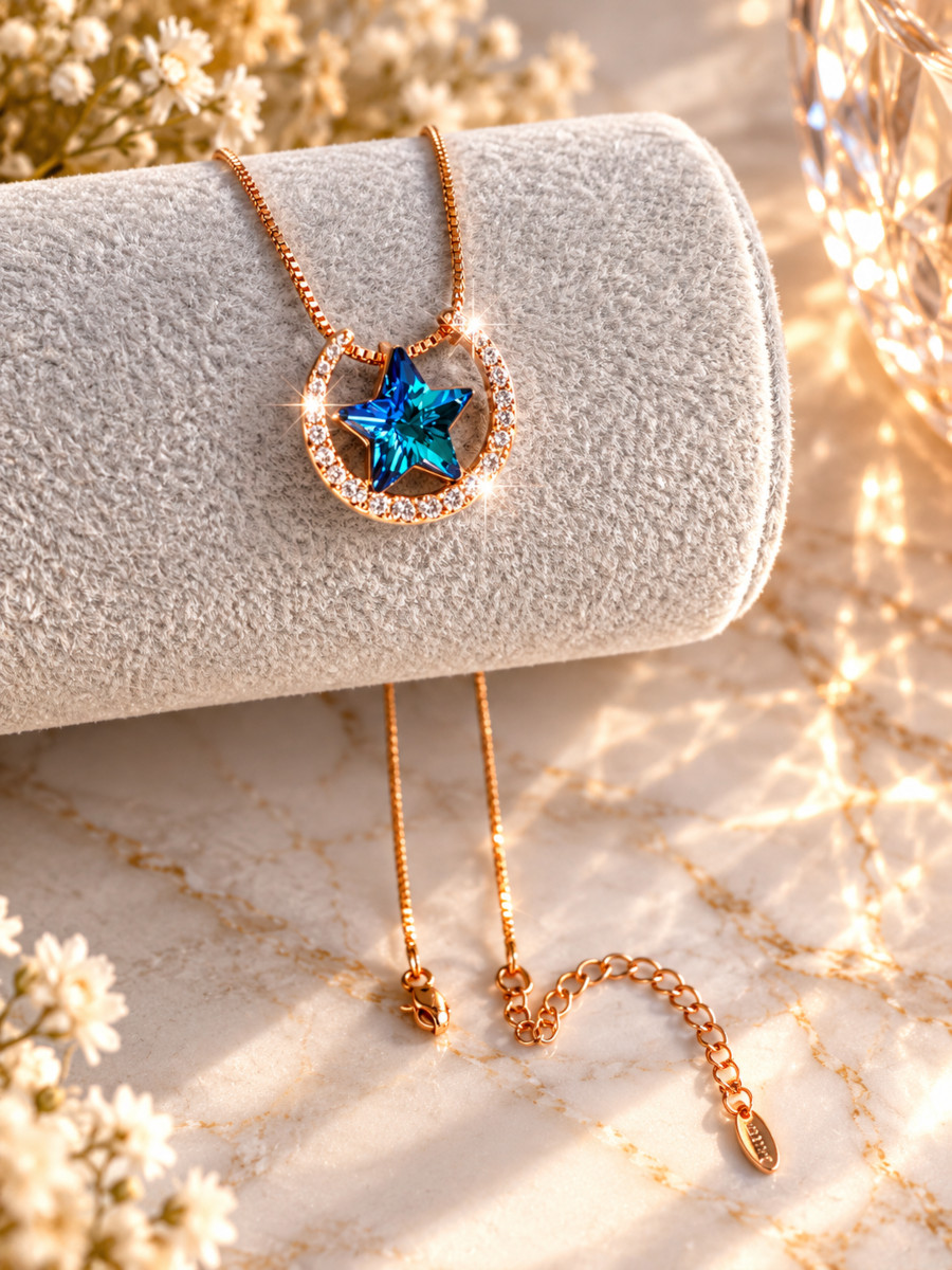 Колье "Звезда желаний" с синим кристаллом Сваровски, Xuping Jewelry Колье "Звезда желаний" с синим кристаллом Сваровски, Xuping Jewelry