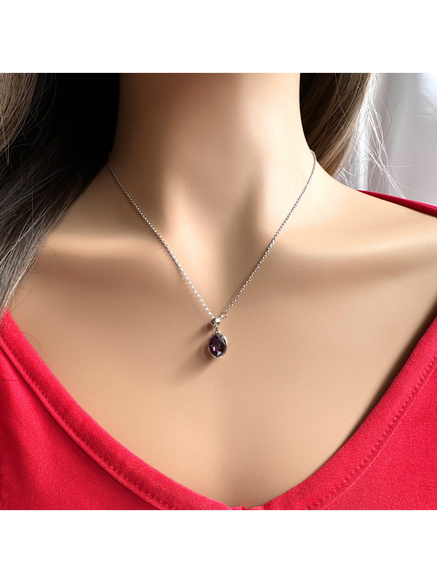 Колье-галстук с регулировкой длины и сиреневым кристаллом Сваровски, Xuping Jewelry