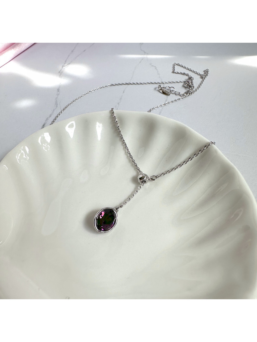Колье-галстук с регулировкой длины и сиреневым кристаллом Сваровски, Xuping Jewelry