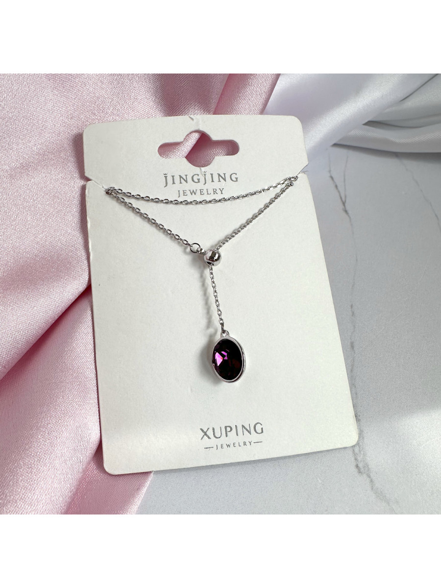Колье-галстук с регулировкой длины и сиреневым кристаллом Сваровски, Xuping Jewelry
