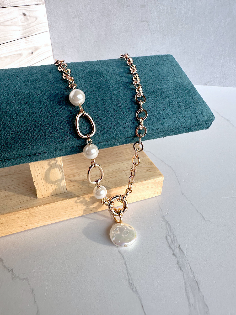 Колье "Pearl Statement" с жемчужной подвеской и замком спереди, Xuping Jewelry