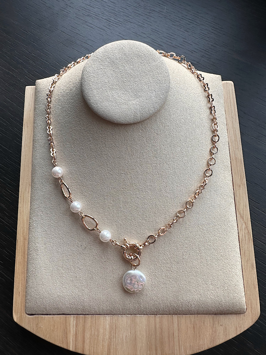 Колье "Pearl Statement" с жемчужной подвеской и замком спереди, Xuping Jewelry