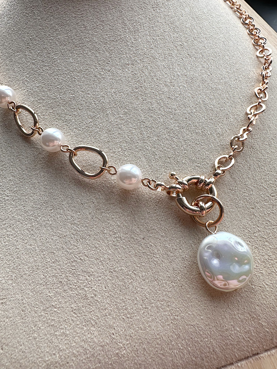 Колье "Pearl Statement" с жемчужной подвеской и замком спереди, Xuping Jewelry