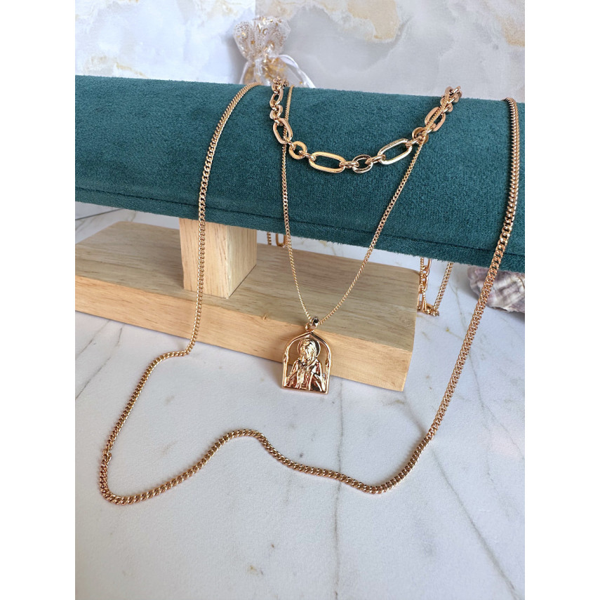 Колье-чокер с тройной цепочкой и подвеской-иконкой, Xuping Jewelry