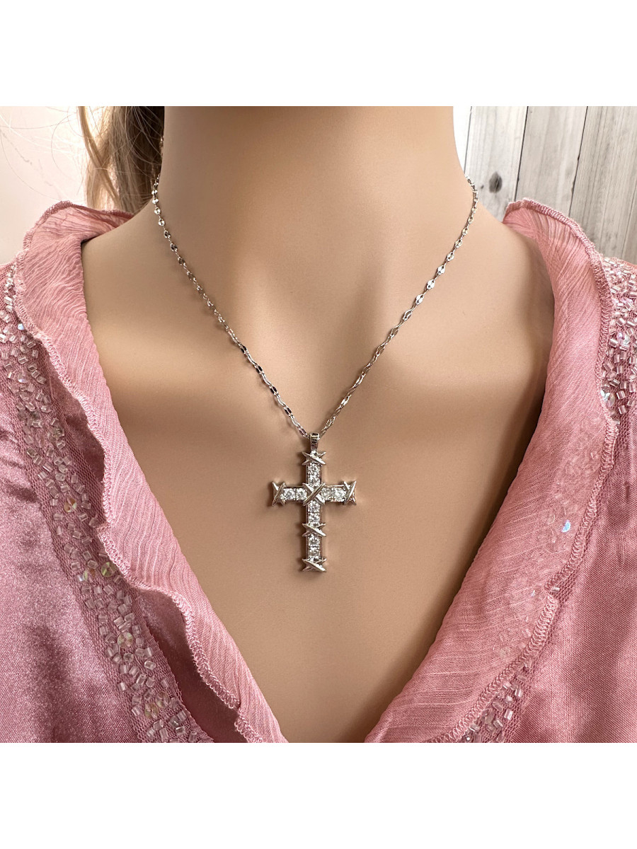 Элегантный кулон-крест в стиле "Tiffany" с цепочкой 40-45 см.