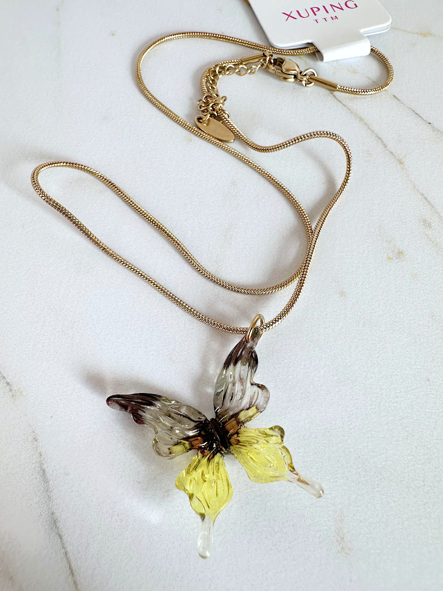 Подвеска с акриловой бабочкой на цепочке 40-45 см., Xuping Jewelry