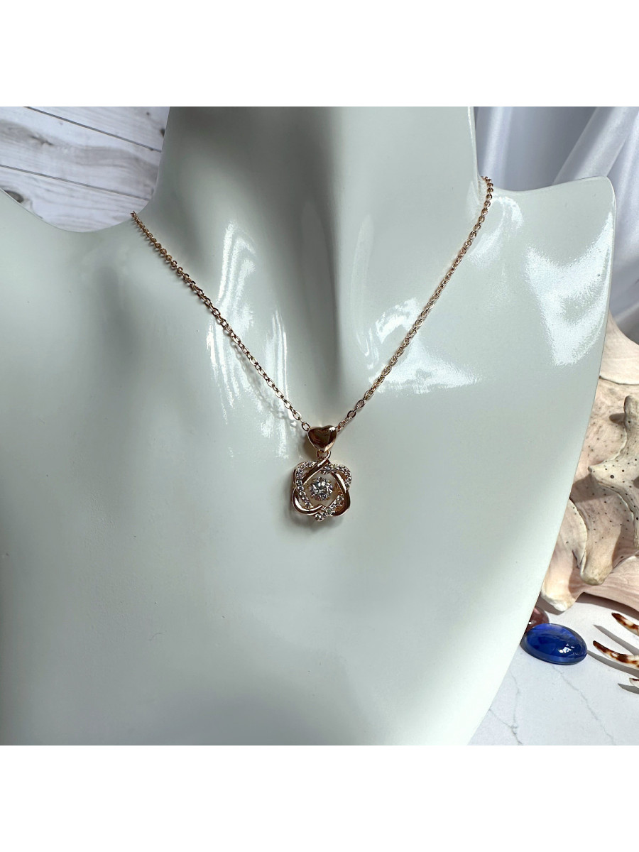 Кулон с цепочкой "Танцующий бриллиант" в золоте, Xuping Jewelry Кулон с цепочкой "Танцующий бриллиант" в золоте, Xuping Jewelry