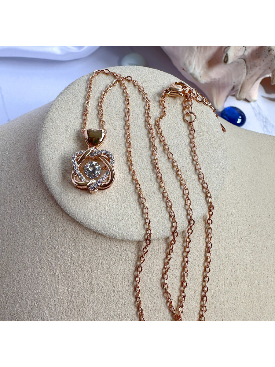 Кулон с цепочкой "Танцующий бриллиант" в золоте, Xuping Jewelry Кулон с цепочкой "Танцующий бриллиант" в золоте, Xuping Jewelry