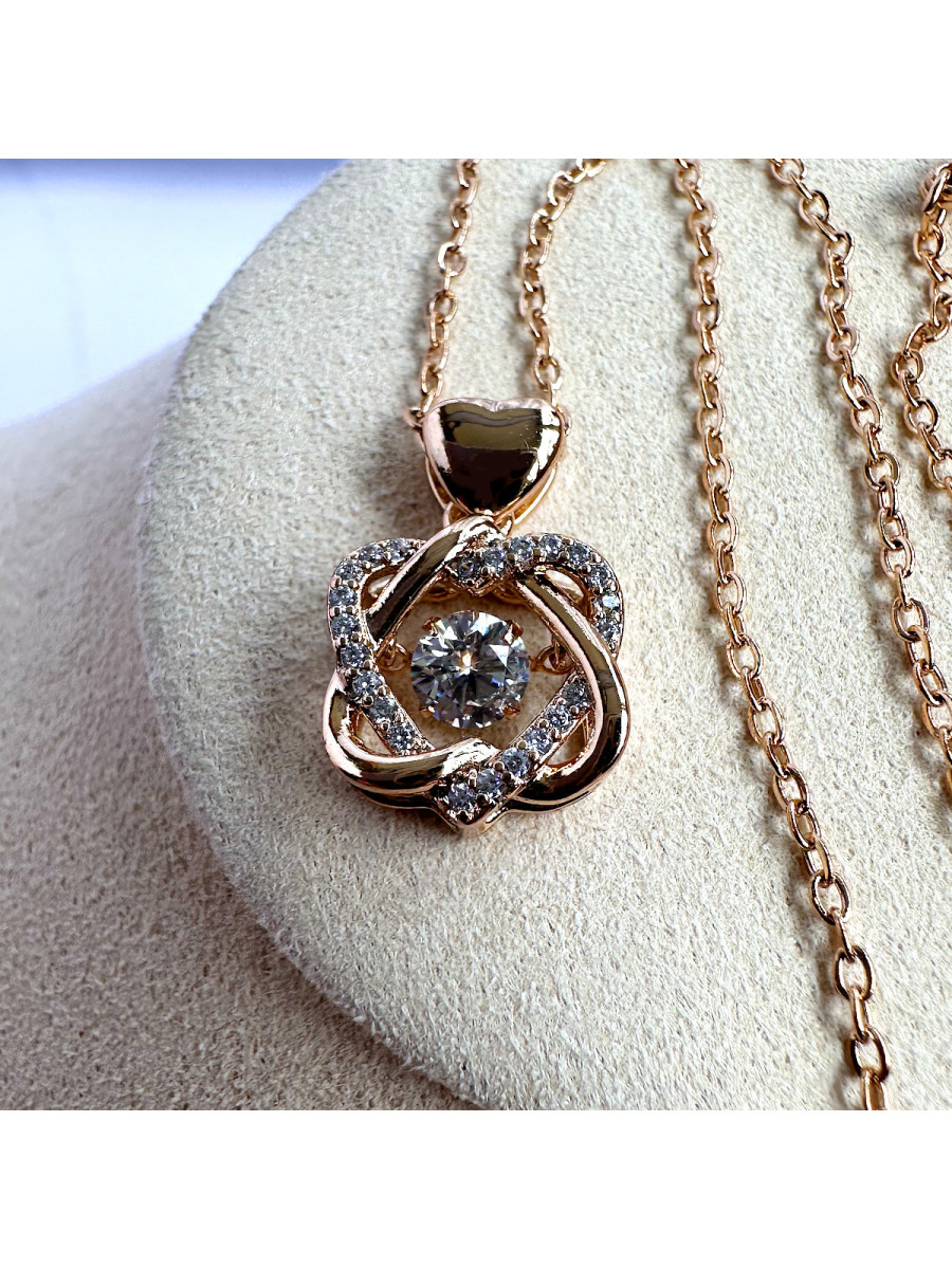 Кулон с цепочкой "Танцующий бриллиант" в золоте, Xuping Jewelry Кулон с цепочкой "Танцующий бриллиант" в золоте, Xuping Jewelry