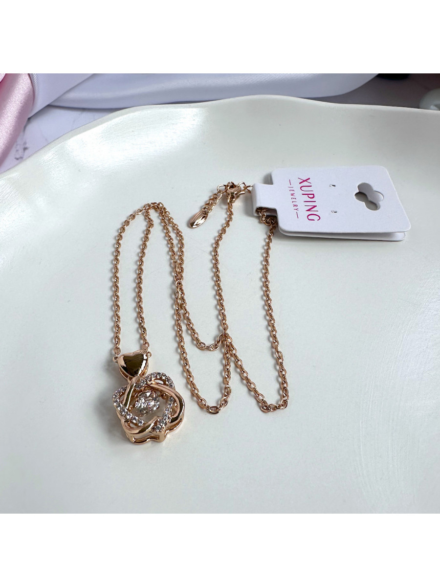 Кулон с цепочкой "Танцующий бриллиант" в золоте, Xuping Jewelry Кулон с цепочкой "Танцующий бриллиант" в золоте, Xuping Jewelry