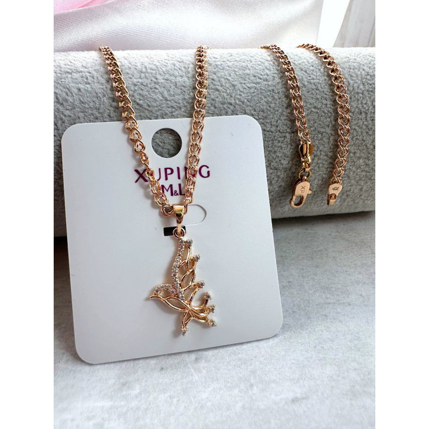 Подвеска "Птица счастья" с фианитами и цепочкой, Xuping Jewelry