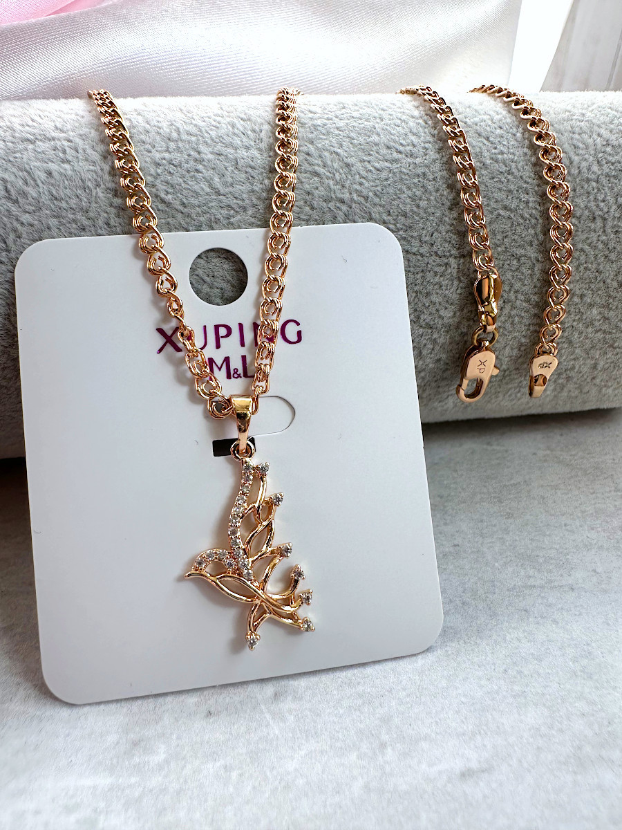 Подвеска "Птица счастья" с фианитами и цепочкой, Xuping Jewelry Подвеска "Птица счастья" с фианитами и цепочкой, Xuping Jewelry