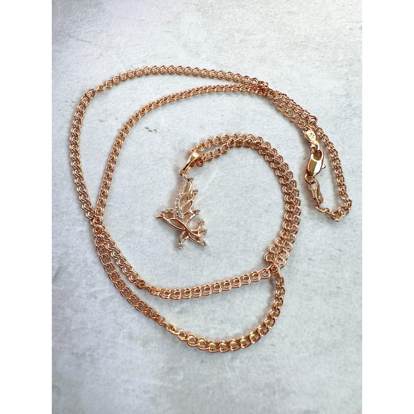 Подвеска "Птица счастья" с фианитами и цепочкой, Xuping Jewelry