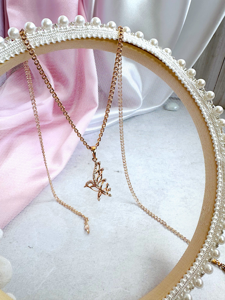 Подвеска "Птица счастья" с фианитами и цепочкой, Xuping Jewelry Подвеска "Птица счастья" с фианитами и цепочкой, Xuping Jewelry