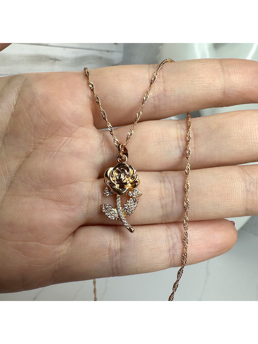 Подвеска в виде цветка на цепочке "Роза Голд", Xuping Jewelry Подвеска в виде цветка на цепочке "Роза Голд", Xuping Jewelry