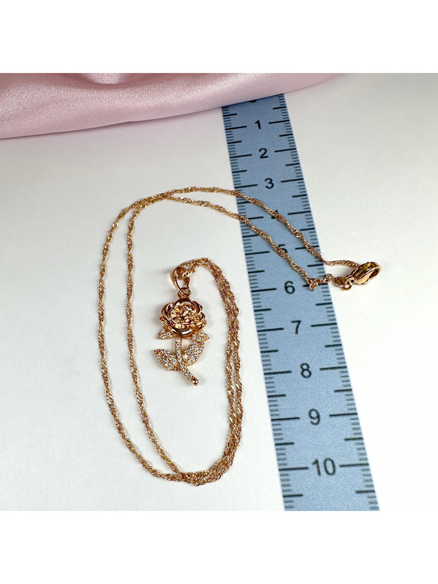 Подвеска в виде цветка на цепочке "Роза Голд", Xuping Jewelry Подвеска в виде цветка на цепочке "Роза Голд", Xuping Jewelry