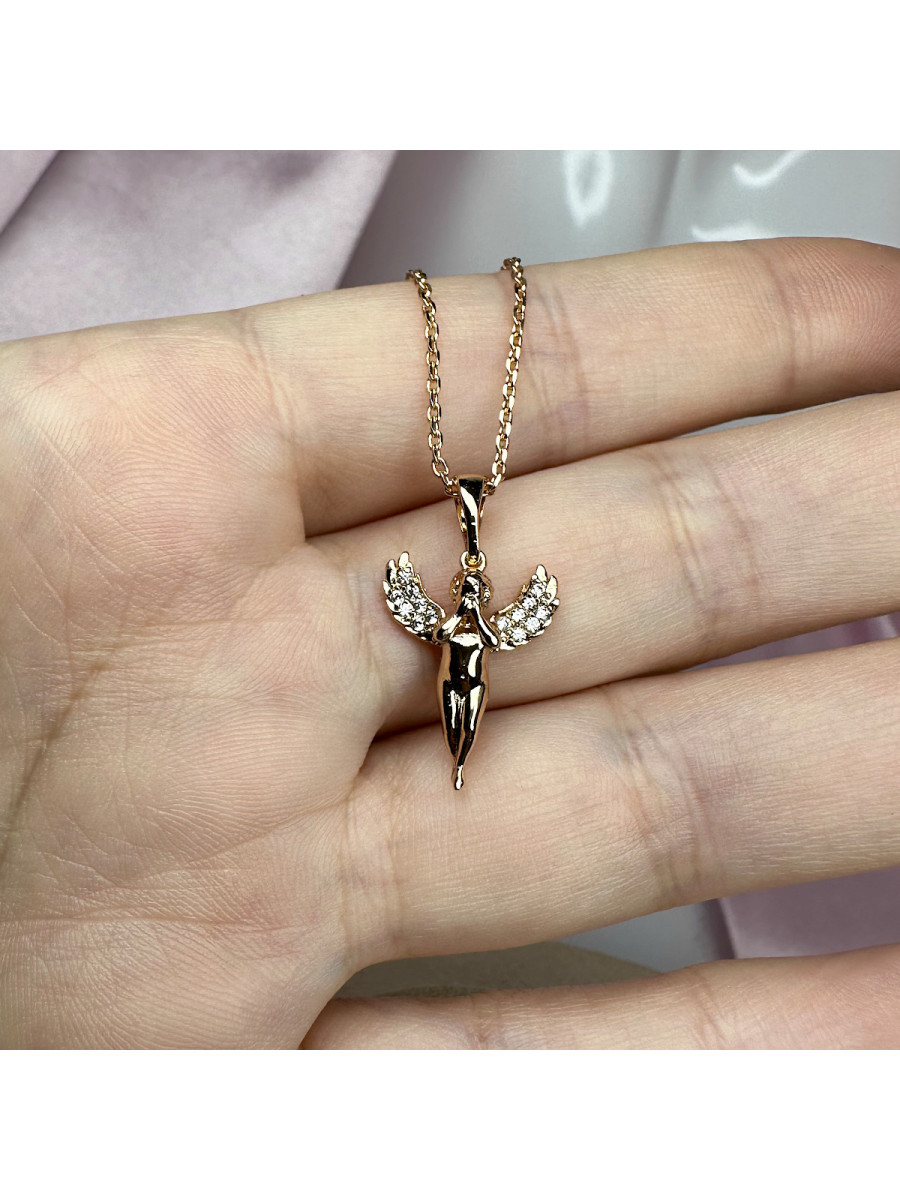 Подвеска с ангелочком и цепочкой, позолота, Xuping Jewelry Подвеска с ангелочком и цепочкой, позолота, Xuping Jewelry