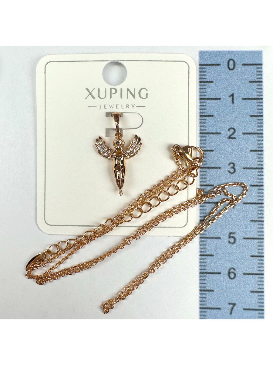 Подвеска с ангелочком и цепочкой, позолота, Xuping Jewelry Подвеска с ангелочком и цепочкой, позолота, Xuping Jewelry