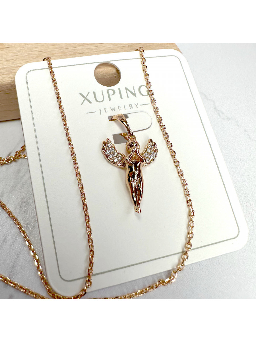 Подвеска с ангелочком и цепочкой, позолота, Xuping Jewelry Подвеска с ангелочком и цепочкой, позолота, Xuping Jewelry