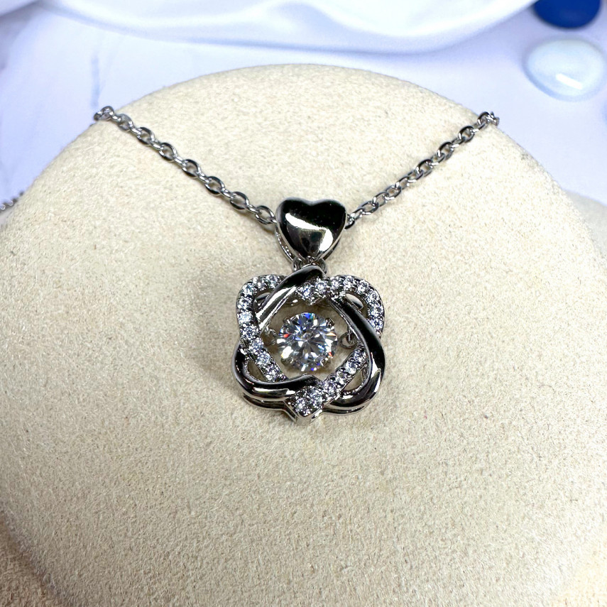 Кулон с цепочкой "Танцующий бриллиант" в серебре, Xuping Jewelry