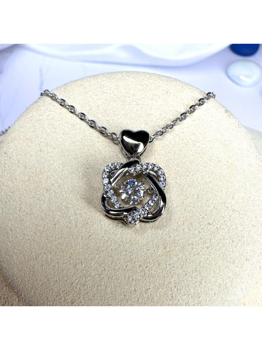 Кулон с цепочкой "Танцующий бриллиант" в серебре, Xuping Jewelry
