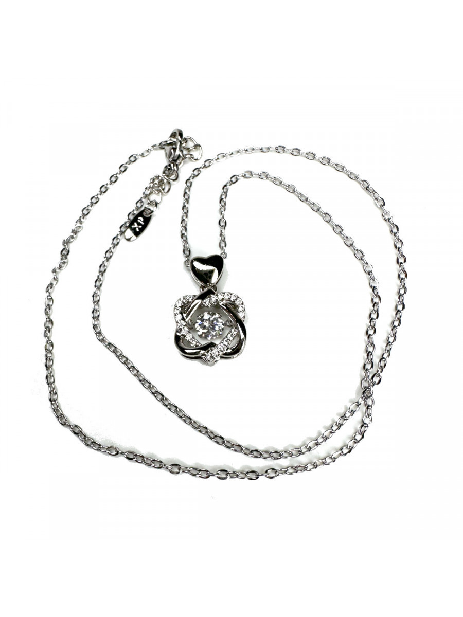 Кулон с цепочкой "Танцующий бриллиант" в серебре, Xuping Jewelry