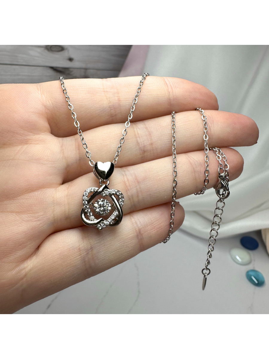 Кулон с цепочкой "Танцующий бриллиант" в серебре, Xuping Jewelry