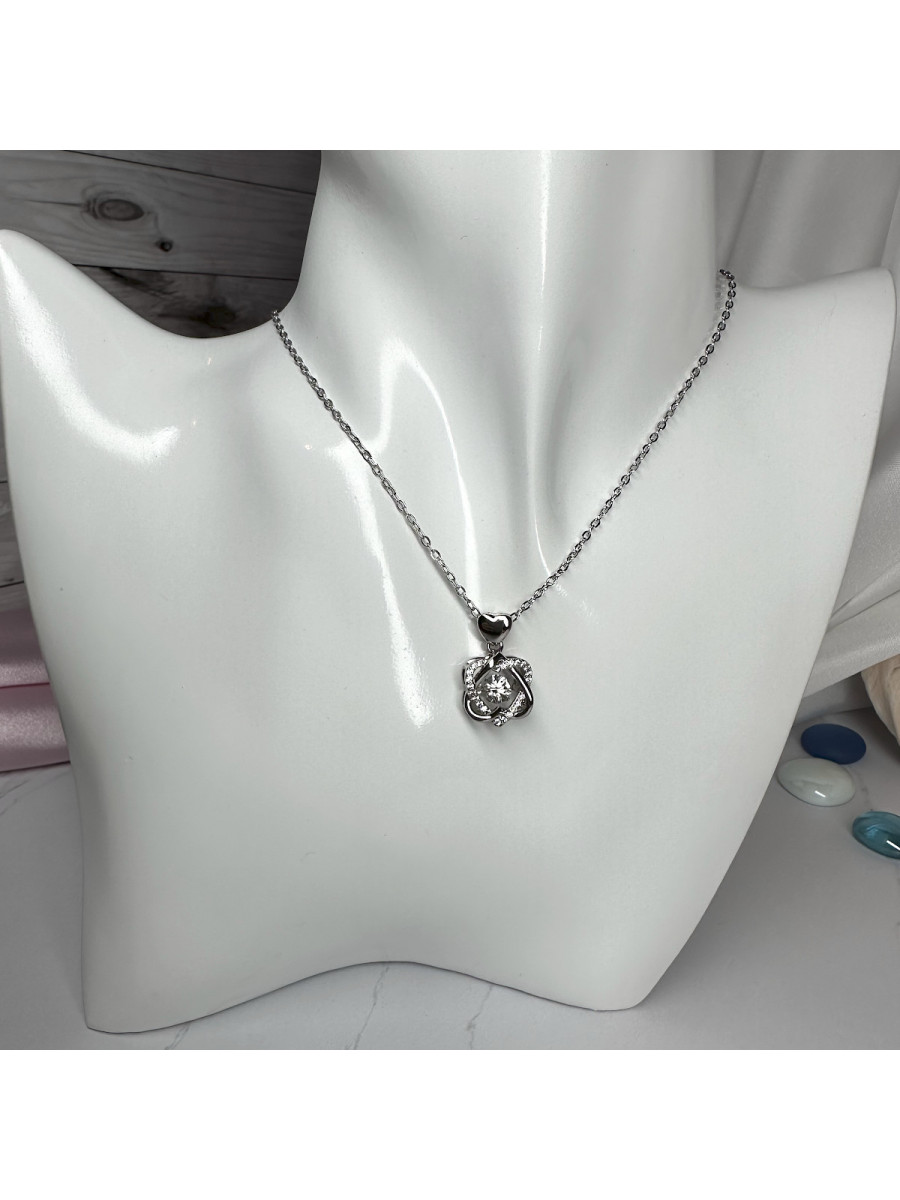 Кулон с цепочкой "Танцующий бриллиант" в серебре, Xuping Jewelry