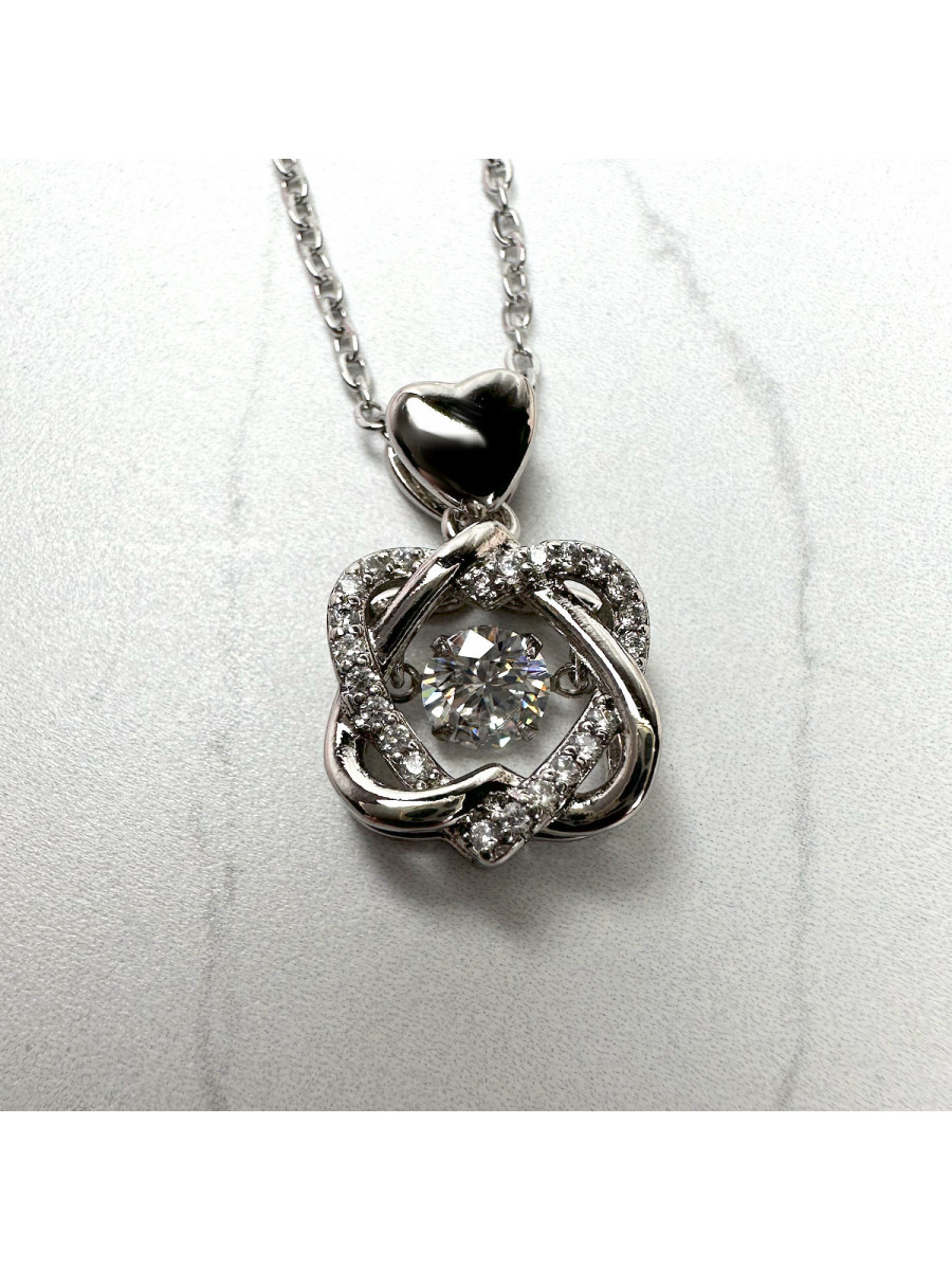 Кулон с цепочкой "Танцующий бриллиант" в серебре, Xuping Jewelry