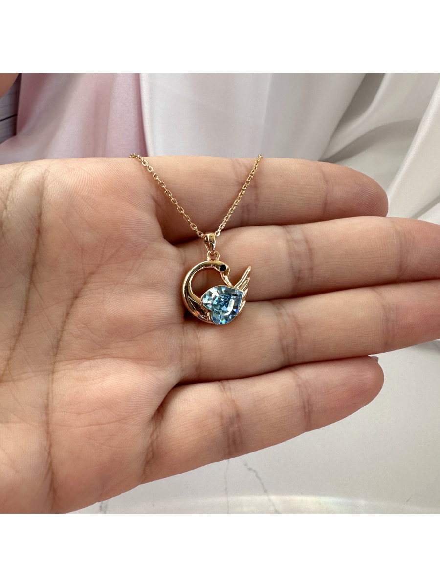 Подвеска "Лебедь" с голубым кристаллом Swarovski на цепочке, Xuping Jewelry Подвеска "Лебедь" с голубым кристаллом Swarovski на цепочке, Xuping Jewelry