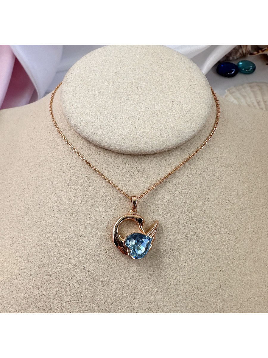 Подвеска "Лебедь" с голубым кристаллом Swarovski на цепочке, Xuping Jewelry Подвеска "Лебедь" с голубым кристаллом Swarovski на цепочке, Xuping Jewelry