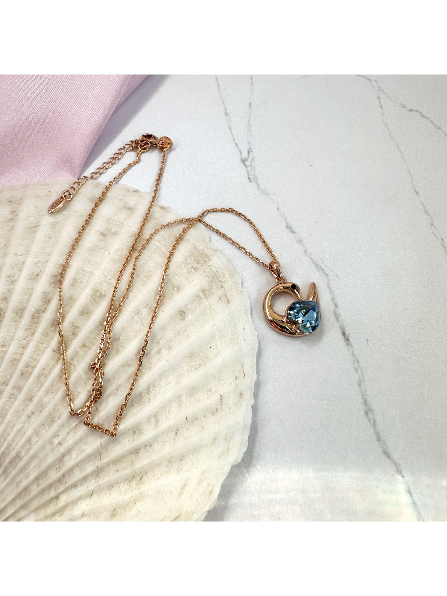 Подвеска "Лебедь" с голубым кристаллом Swarovski на цепочке, Xuping Jewelry Подвеска "Лебедь" с голубым кристаллом Swarovski на цепочке, Xuping Jewelry