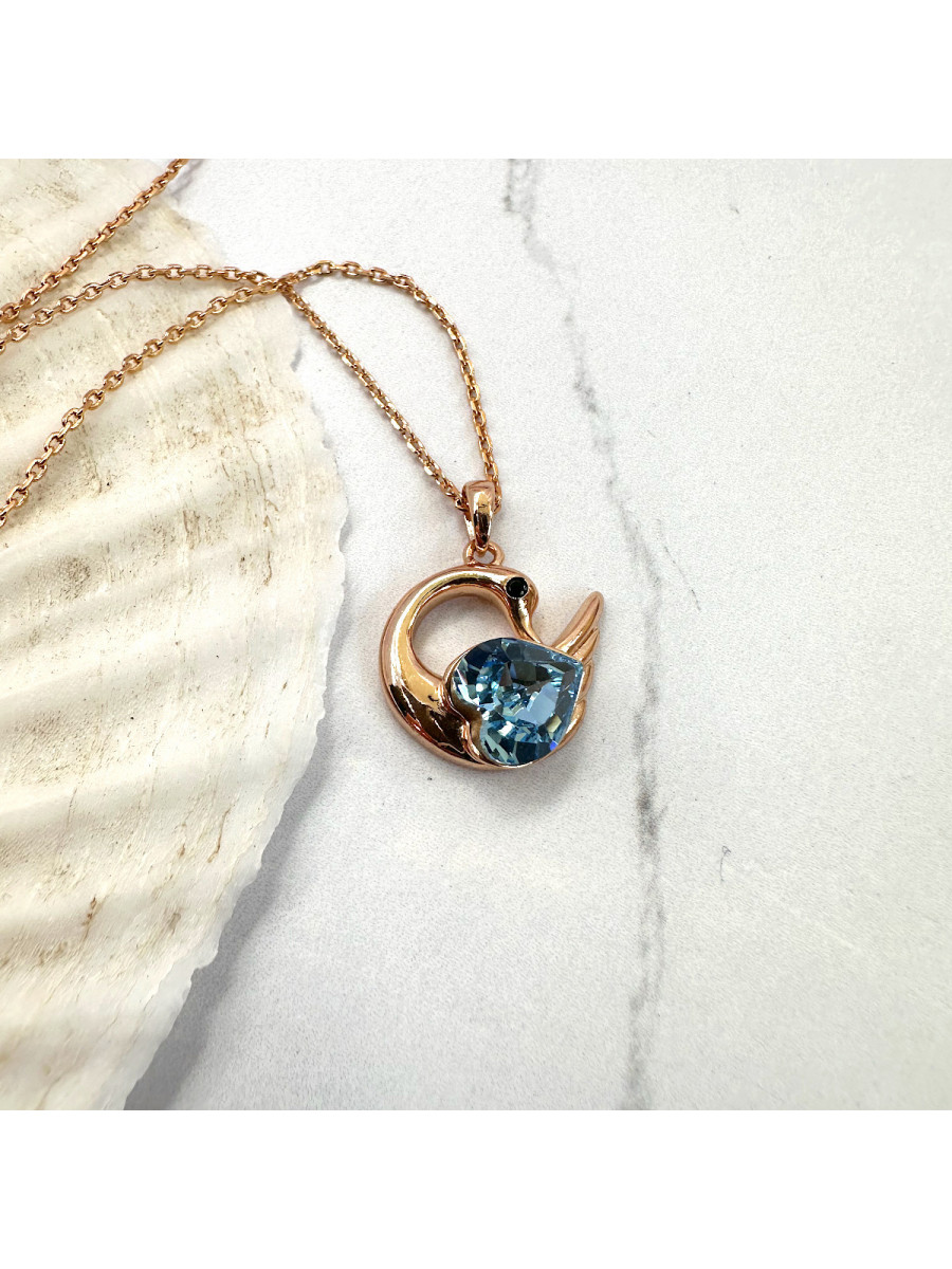 Подвеска "Лебедь" с голубым кристаллом Swarovski на цепочке, Xuping Jewelry Подвеска "Лебедь" с голубым кристаллом Swarovski на цепочке, Xuping Jewelry