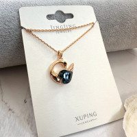 Подвеска "Лебедь" с синим кристаллом Swarovski на цепочке, Xuping Jewelry