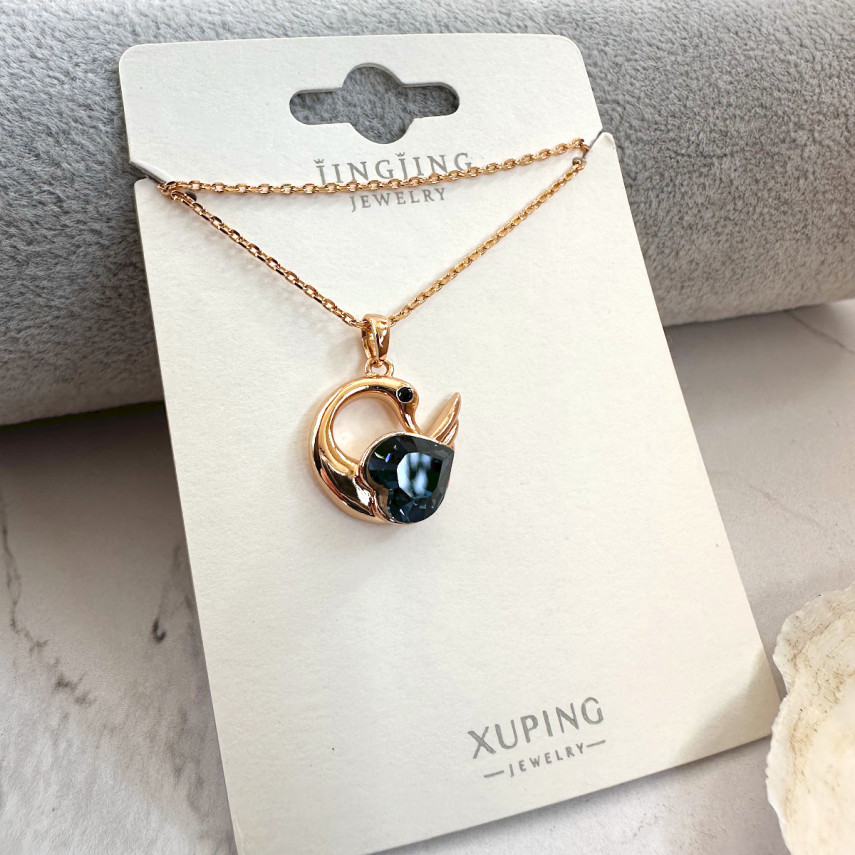 Подвеска "Лебедь" с синим кристаллом Swarovski на цепочке, Xuping Jewelry