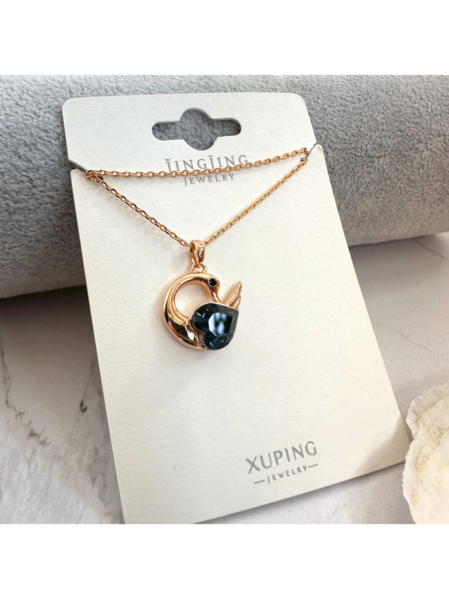 Подвеска "Лебедь" с синим кристаллом Swarovski на цепочке, Xuping Jewelry