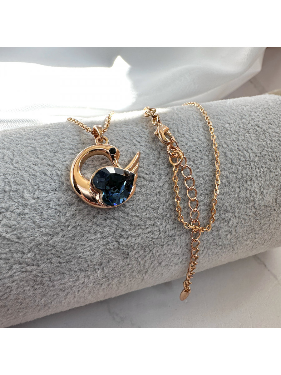 Подвеска "Лебедь" с синим кристаллом Swarovski на цепочке, Xuping Jewelry