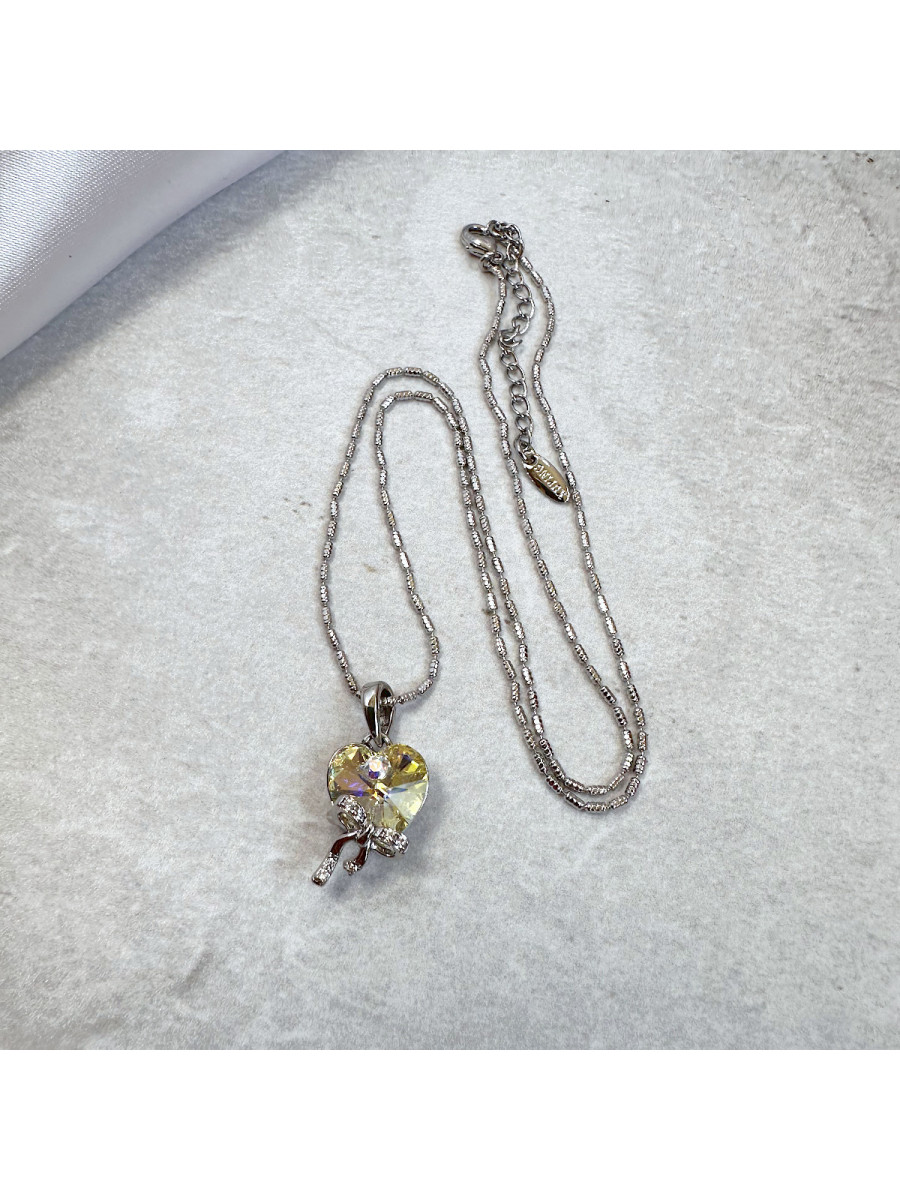 Подвеска "Сердце" с желтым кристаллом Swarovski и цепочкой 40-45 см., Xuping Jewelry