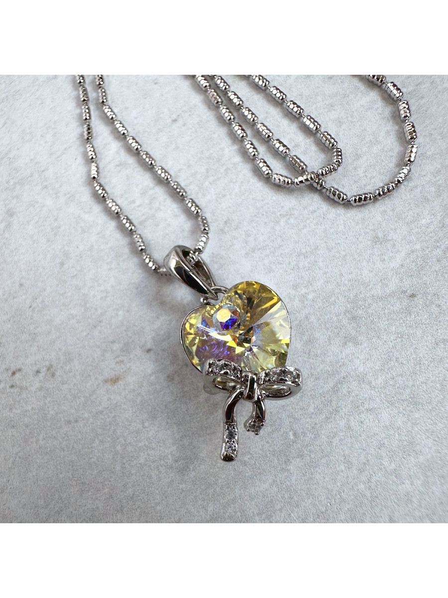 Подвеска "Сердце" с желтым кристаллом Swarovski и цепочкой 40-45 см., Xuping Jewelry