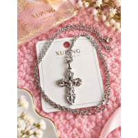 Крестик с распятием в кружевном дизайне и цепочкой 55 см., Xuping Jewelry