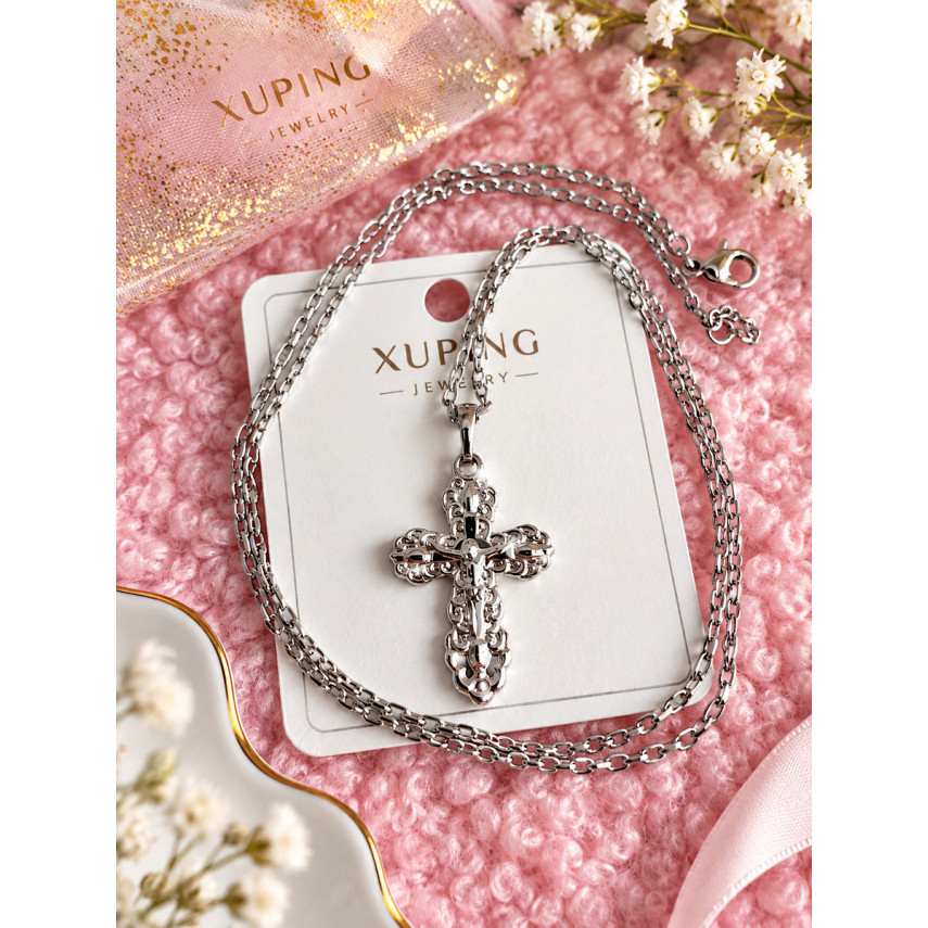 Крестик с распятием в кружевном дизайне и цепочкой 55 см., Xuping Jewelry